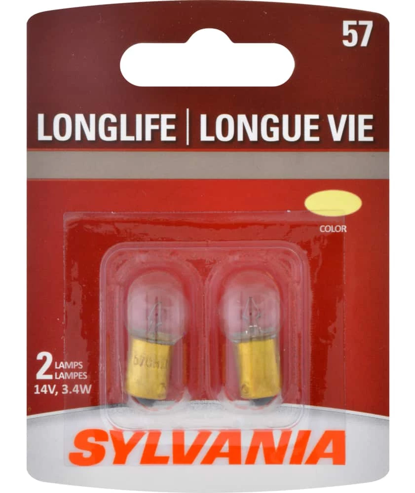 57 Sylvania Long Life Mini Bulb, 2-pk
