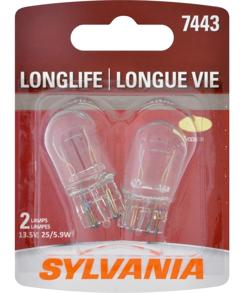 7443 Sylvania Long Life Mini Bulb, 2-pk