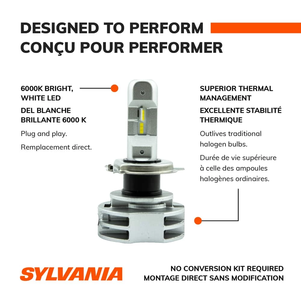 9003 Sylvania ZEVO® LED Headlight Bulb, 6000k Cool White Light, 2-pk - Image 9