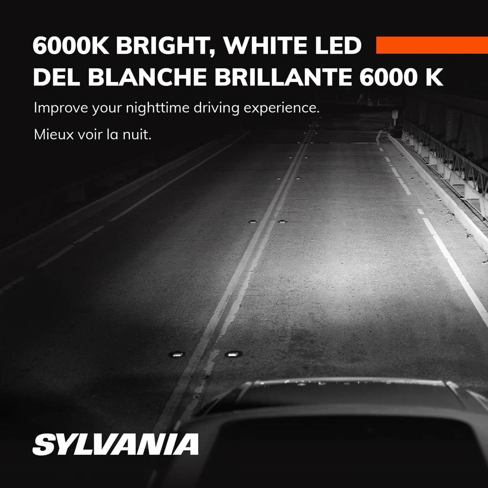 9003 Sylvania ZEVO® LED Headlight Bulb, 6000k Cool White Light, 2-pk - Image 10