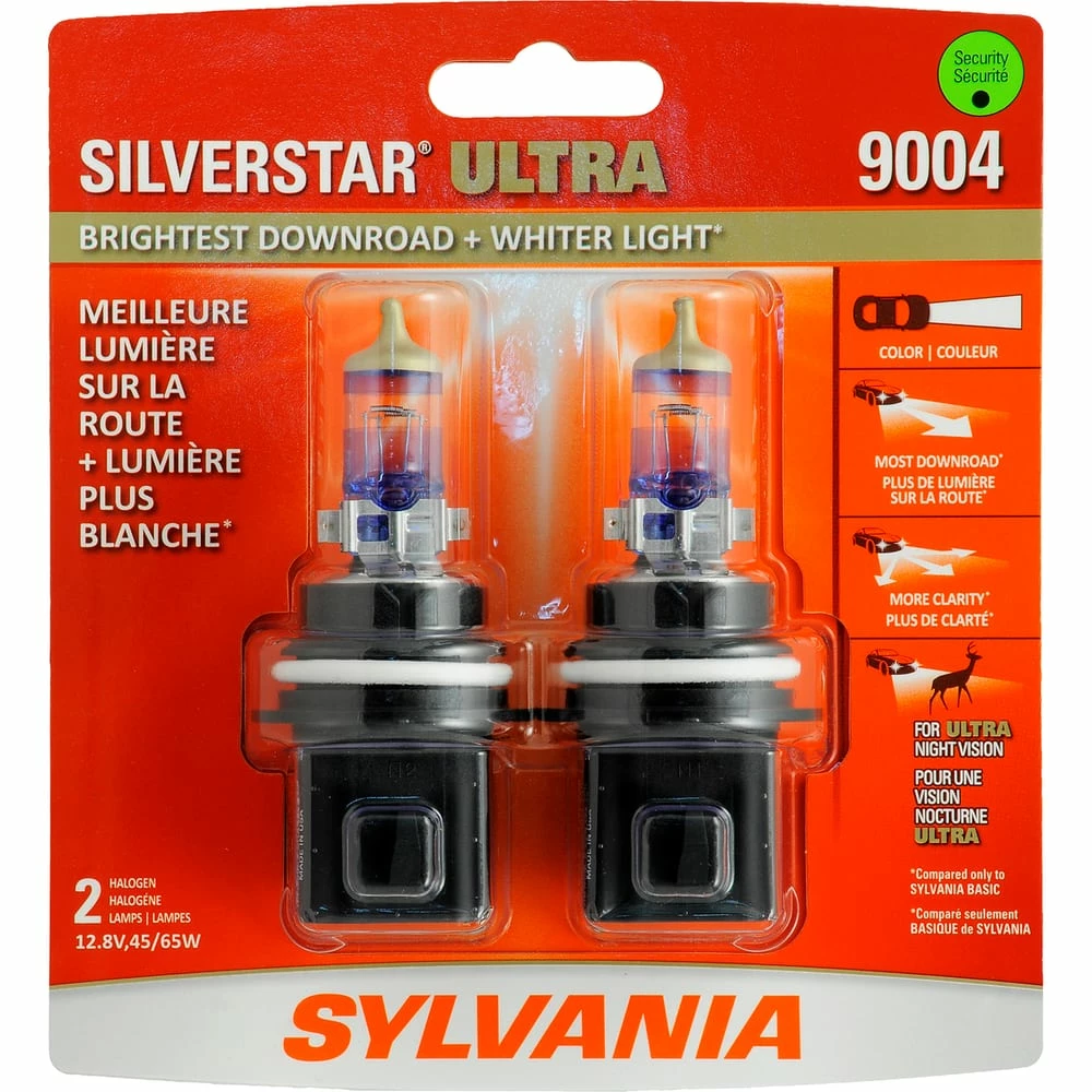 9004 Sylvania SilverStar® ULTRA Halogen Headlight Bulb, Whiter Light, 2-pk