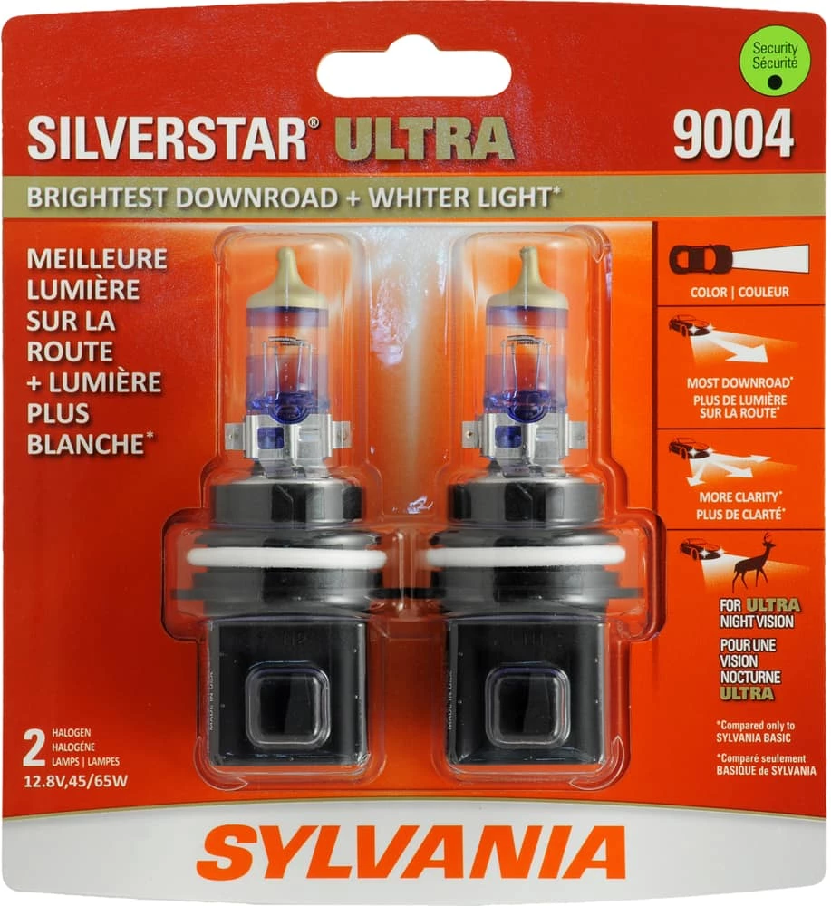 9004 Sylvania SilverStar® ULTRA Halogen Headlight Bulb, Whiter Light, 2-pk - Image 2