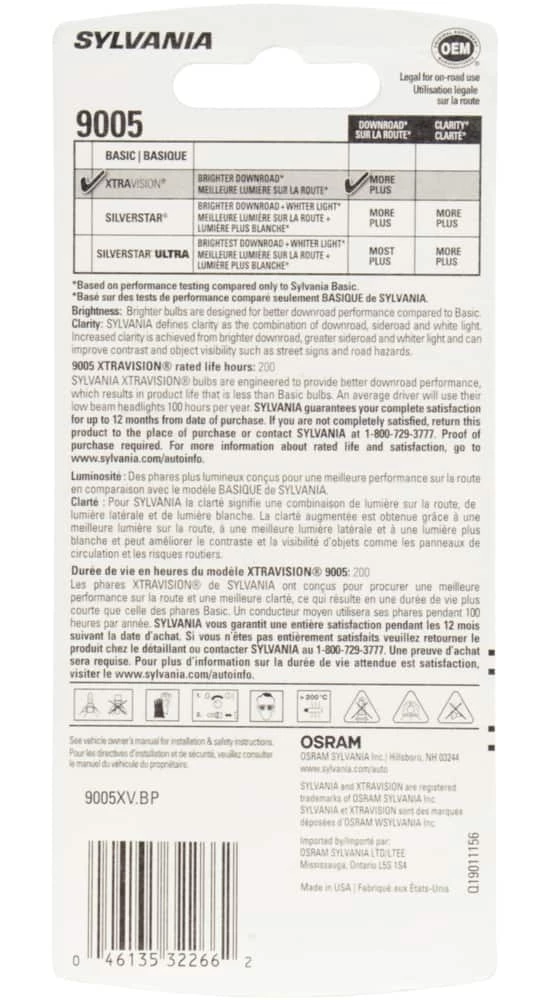 9005 Sylvania Halogen Headlight Bulb, 1-pk - Image 10