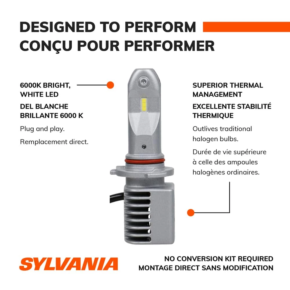9005 Sylvania ZEVO® LED Headlights, 6000k Cool White Light, 2-pk - Image 7