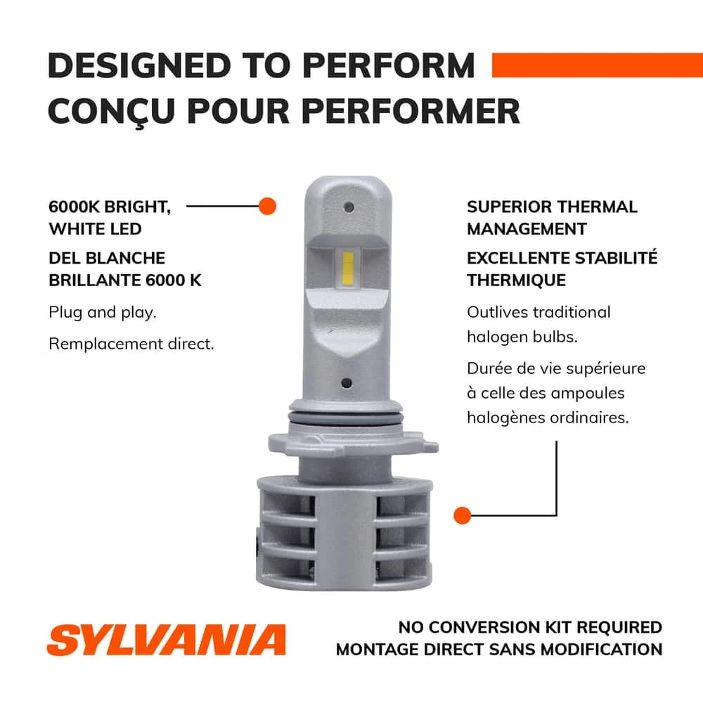 9006 Sylvania ZEVO® LED Headlight Bulb, 6000k Cool White Light, 2-pk - Image 13