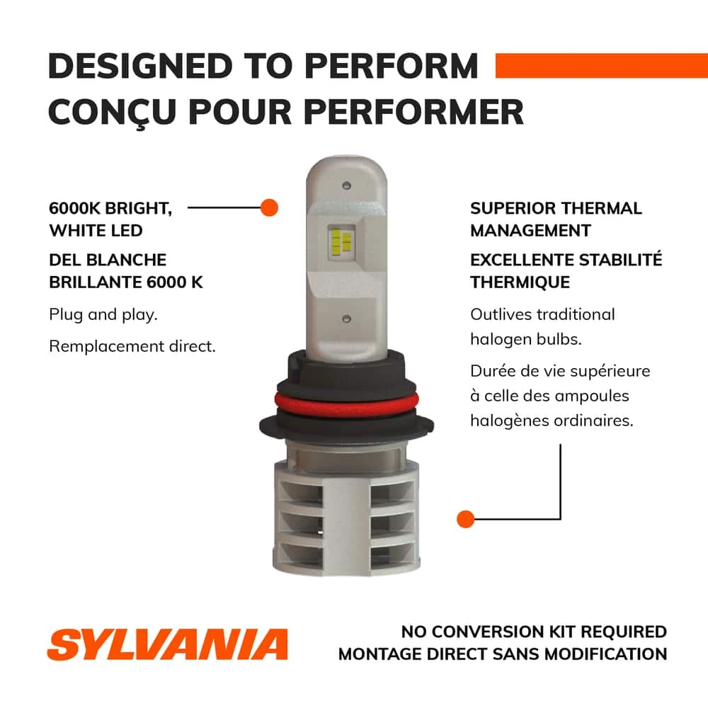 9007 Sylvania ZEVO® LED Headlights, 6000k Cool White Light, 2-pk - Image 7