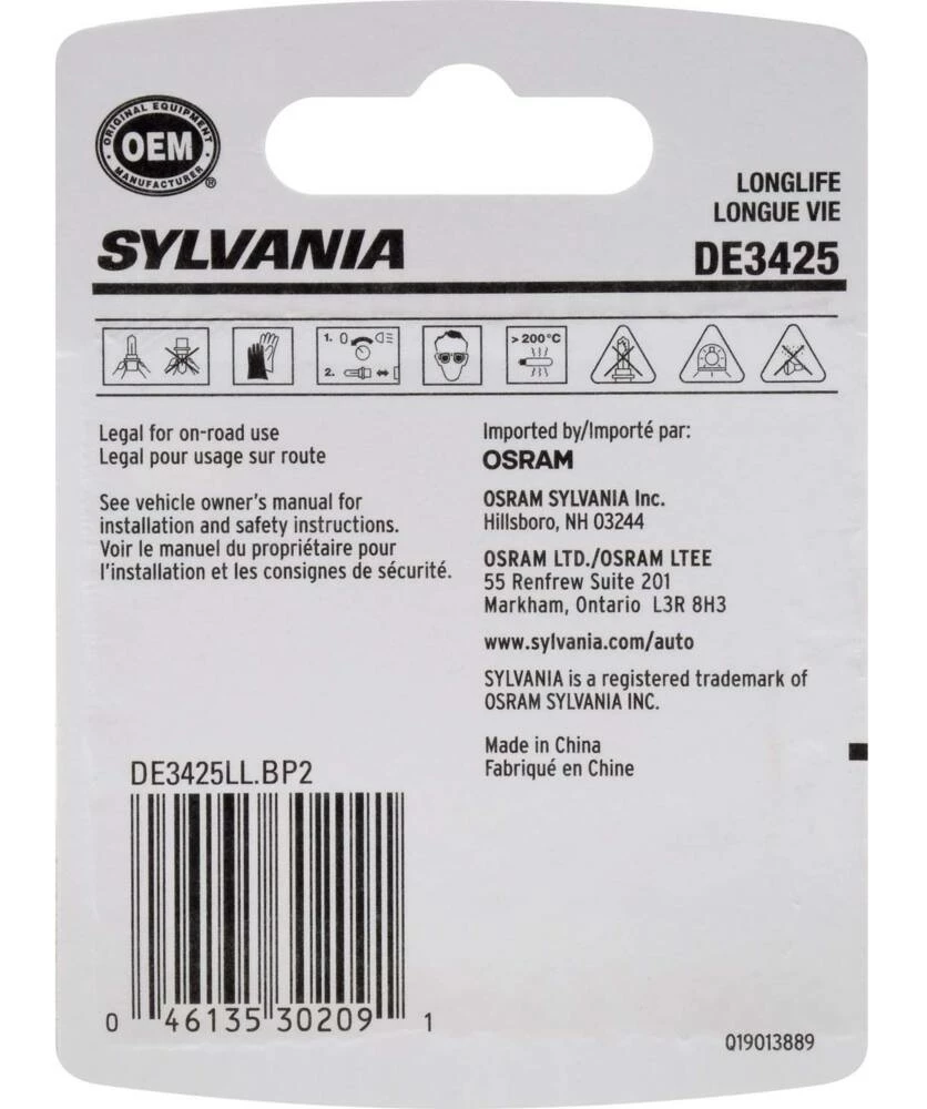 DE3425 Sylvania Long Life Mini Bulb, 2-pk - Image 5