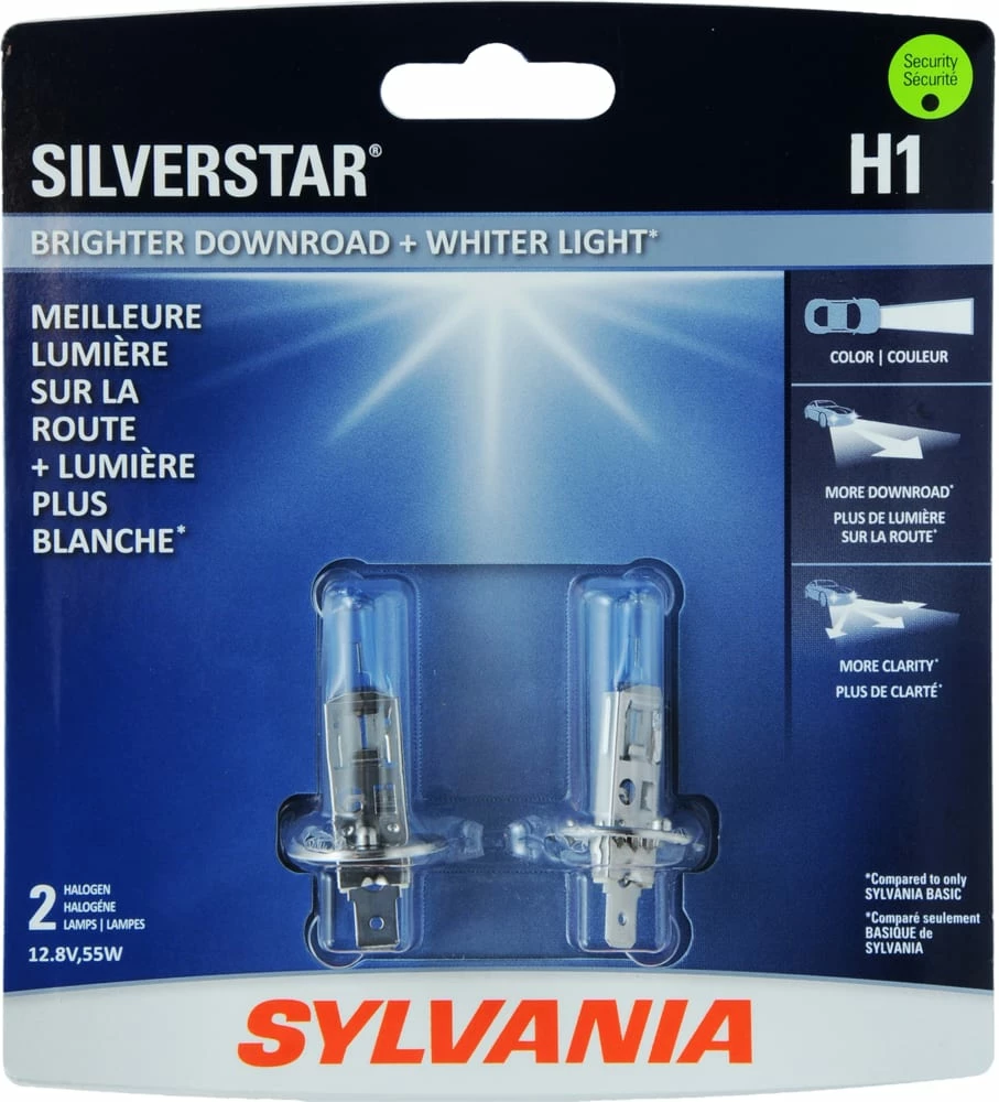 H1 Sylvania SilverStarĀ® Halogen Headlight Bulb, Whiter Light, 2-pk - Image 3