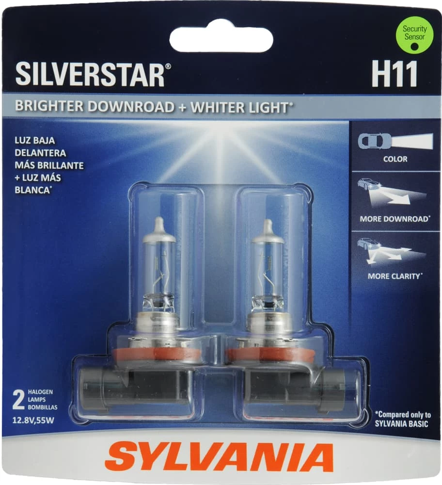 H11 Sylvania SilverStar® Halogen Headlight Bulb, Whiter Light, 2-pk - Image 2