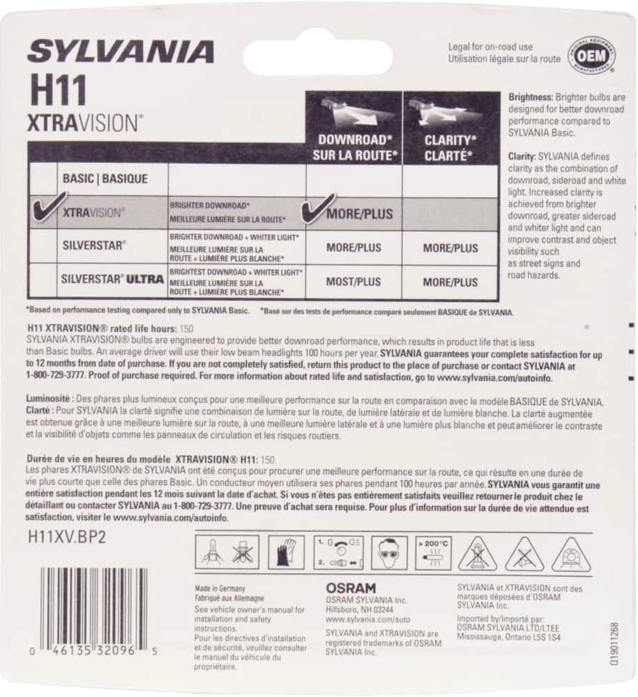 H11 Sylvania Halogen Headlight Bulb, 2-pk - Image 10