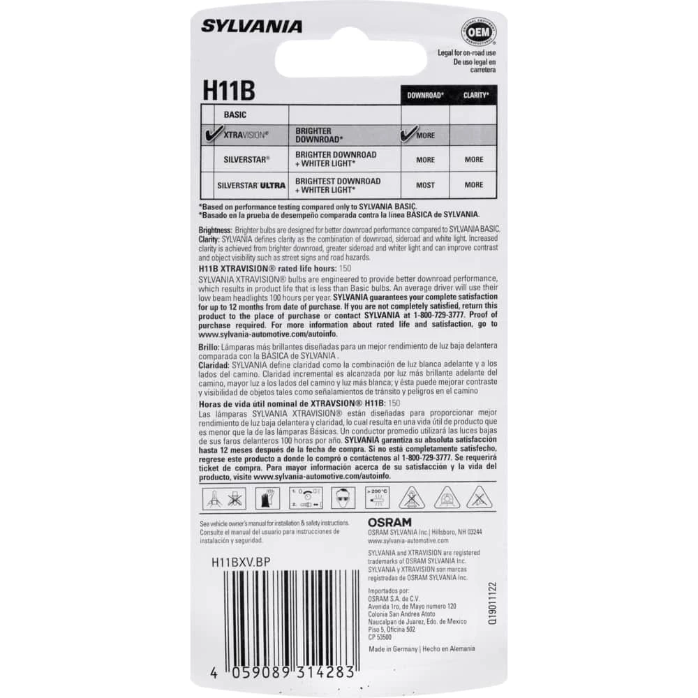 H11B Halogen Sylvania Headlight Bulb, 1-pk - Image 3
