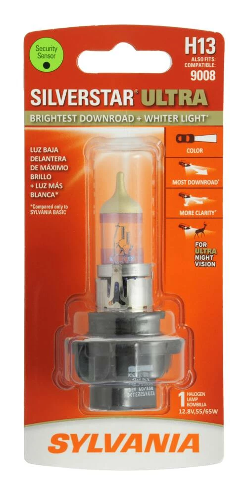 H13 Sylvania SilverStarĀ® ULTRA Halogen Headlight Bulb, Whiter Light, 1-pk - Image 3
