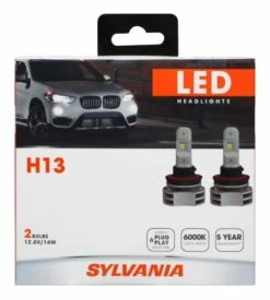 H13 Sylvania ZEVO® LED Headlights, 6000k Cool White Light, 2-pk