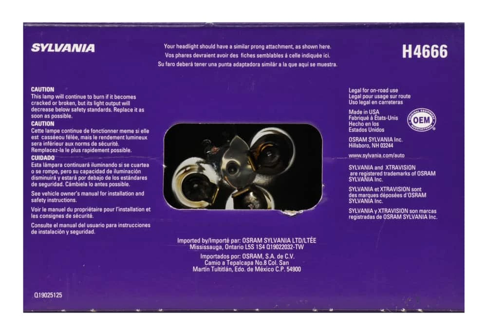 H4666 Sylvania XtraVision® Sealed Beam Headlight, Brighter Light, 1-pk - Image 2