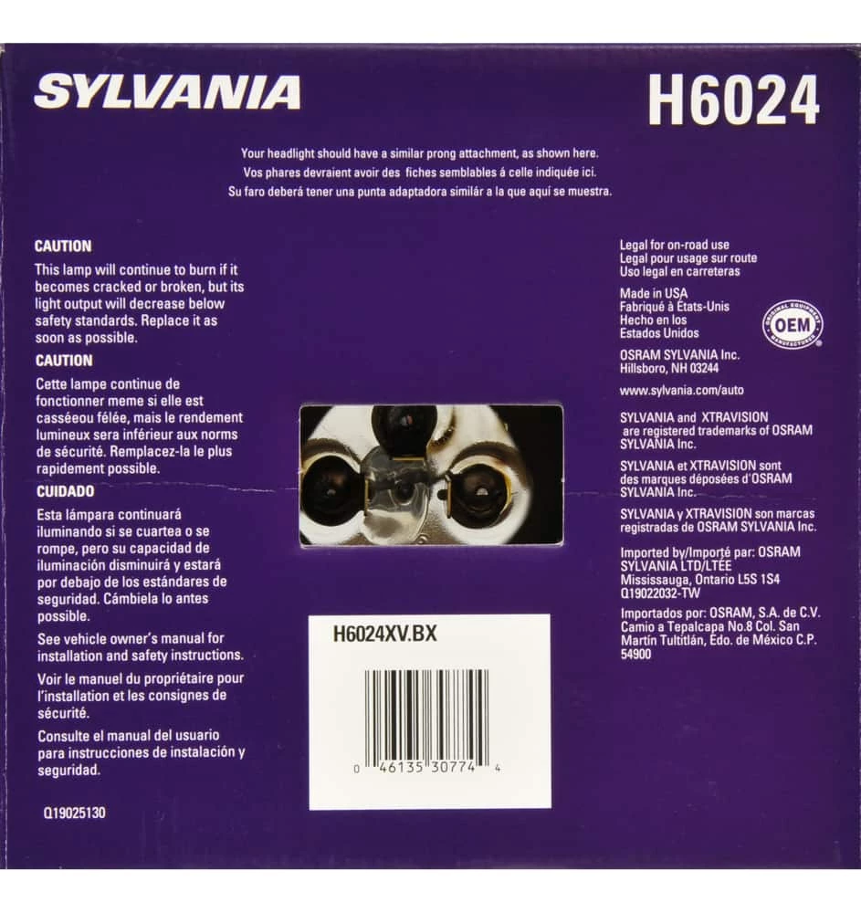 H6024 Sylvania XtraVision® Sealed Beam Headlight, Brighter Light, 1-pk - Image 2