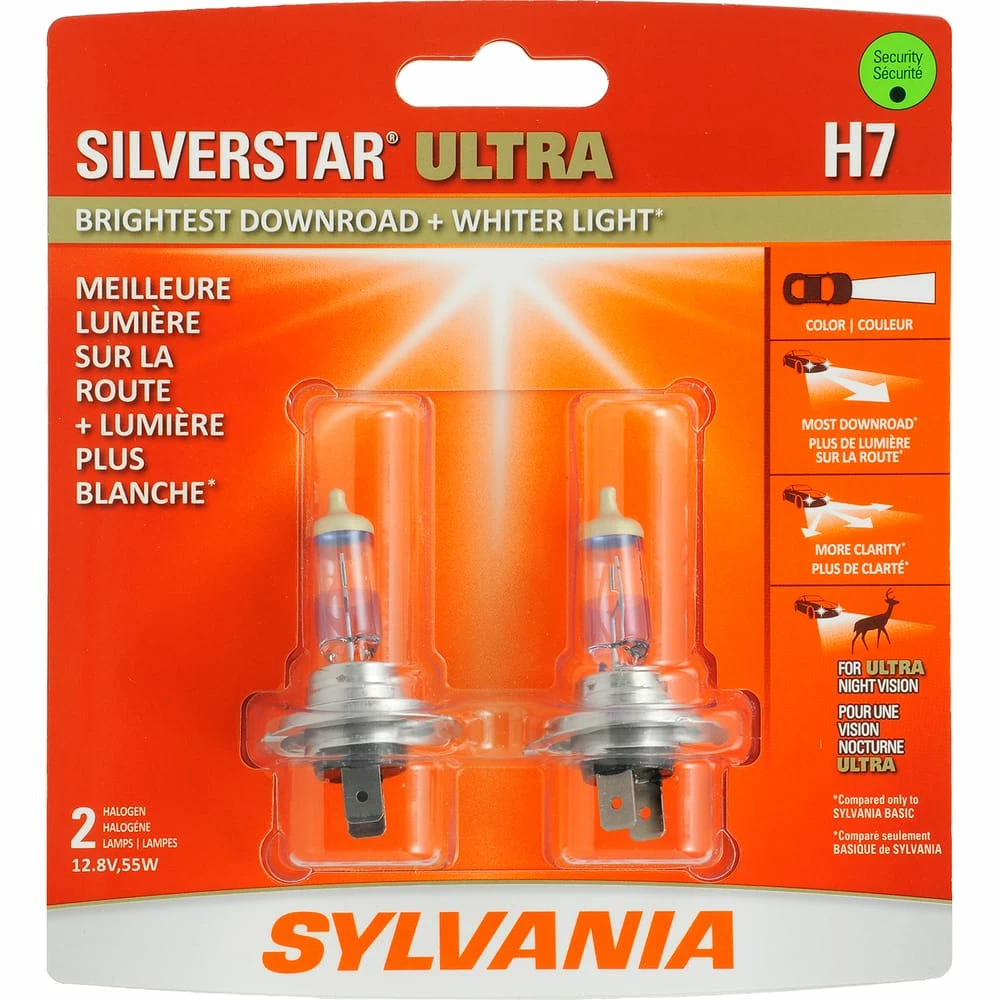 H7 Sylvania SilverStar® ULTRA Halogen Headlight Bulb, Whiter Light, 2-pk