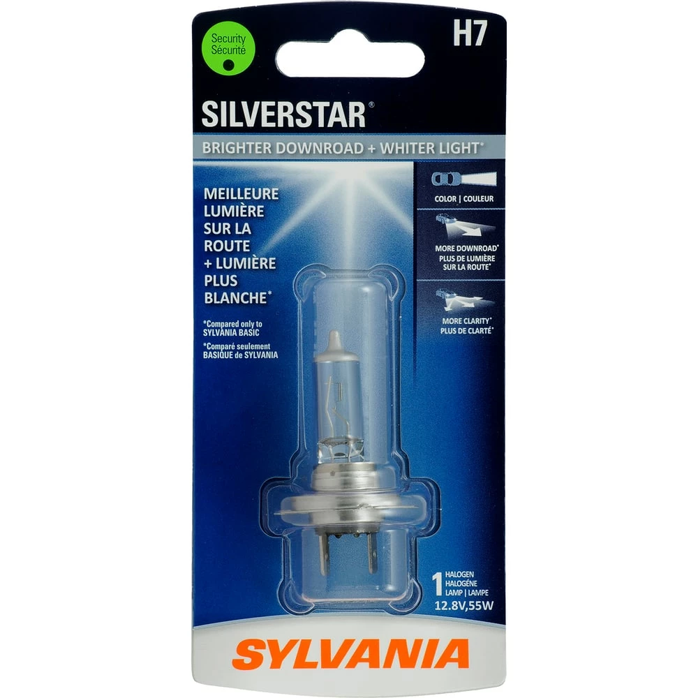 H7 Sylvania SilverStar® Halogen Headlight Bulb, Whiter Light, 1-pk