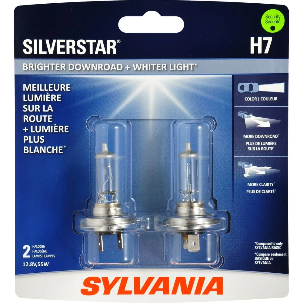 H7 Sylvania SilverStarĀ® Halogen Headlight Bulb, Whiter Light, 2-pk