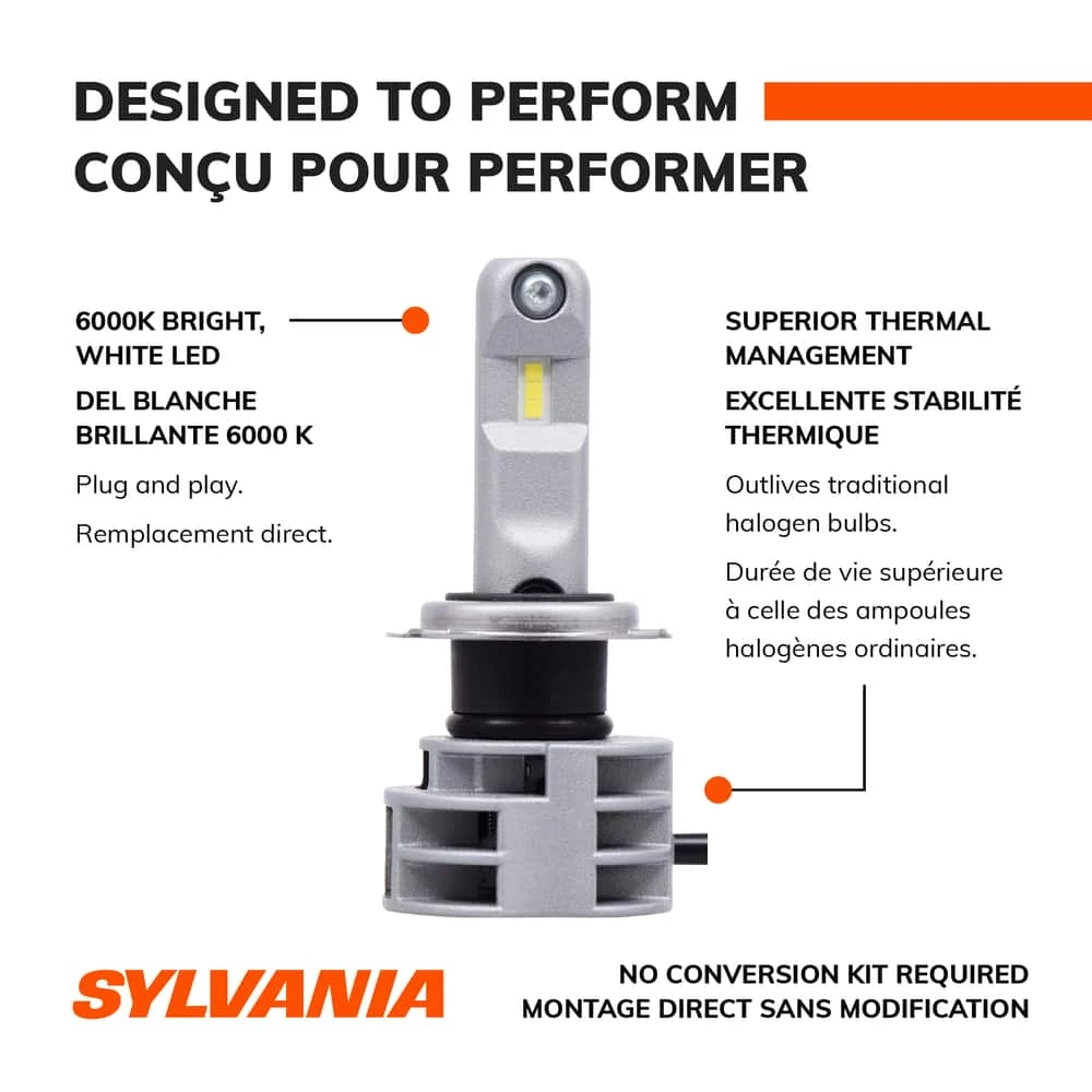 H7 Sylvania ZEVO® LED Headlight Bulb, 6000k Cool White Light, 2-pk - Image 10